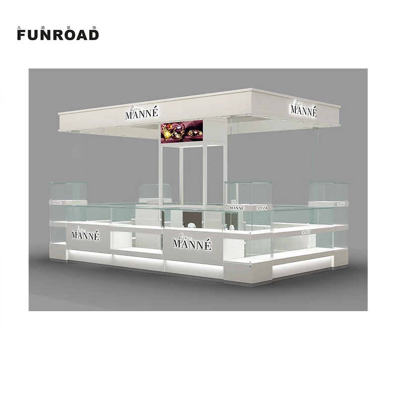 custom.Jewelry Kiosk Customized Wooden Materials Jewelry Display Kiosk With Display Counter Retail Shopping Mall