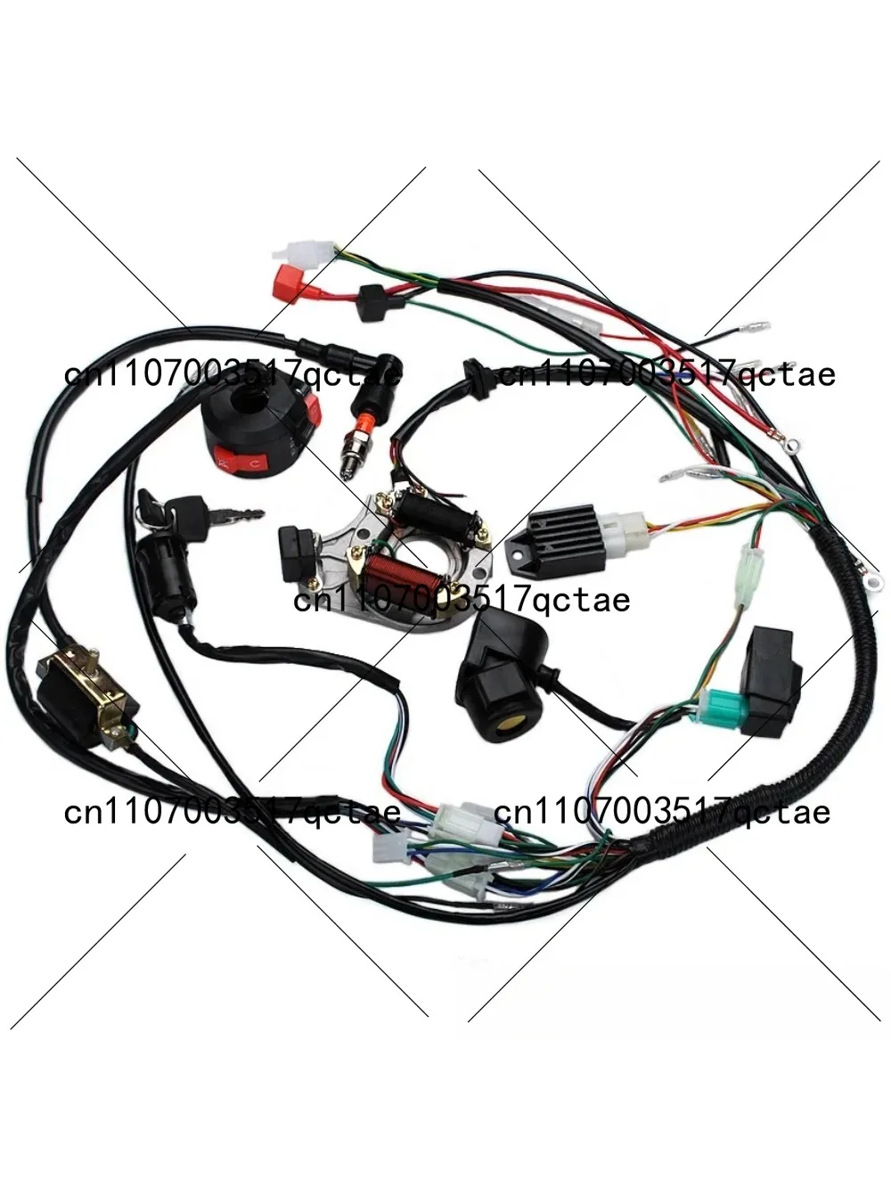 Complete Electrics Wiring Harness CDI Coil  Motorcycle ATV Spare Parts Bus Parts Wiring for 50cc 80cc 90cc 100cc 110cc 125cc