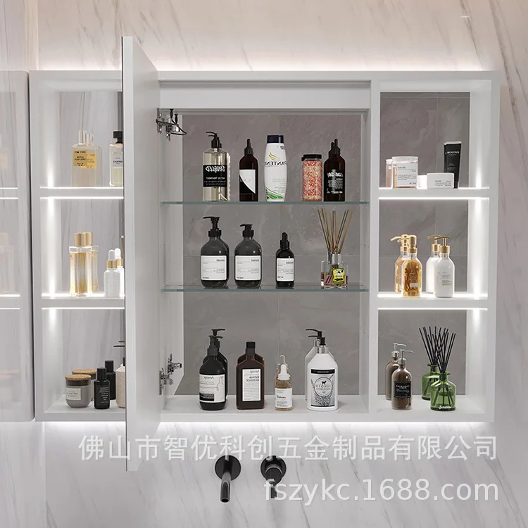 Aluminum alloy mirror cabinet Space aluminum smart mirror cabinet Bathroom luminous mirror laminate liget