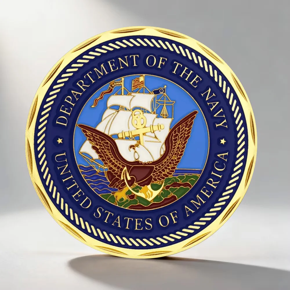 Gold Plated Department of The Navy Commemorative Coin Shellback Crossing The Line Souvenir Coins Home Decoration