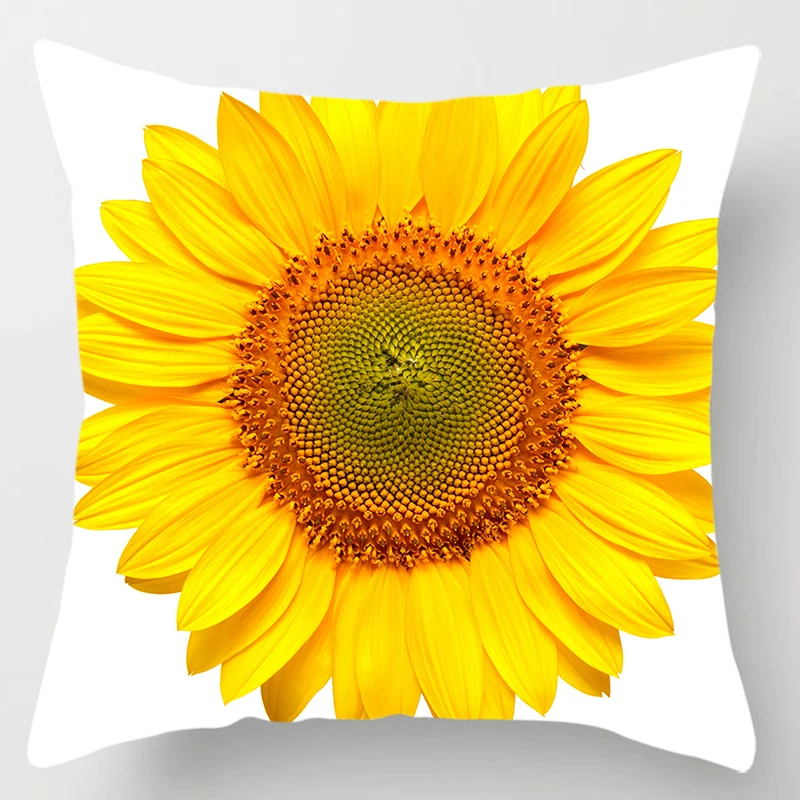 Yellow Sunflower  Pillow Covers Short Plush Squre High Quality Thick Two Sides Printed Pattern Pillow Cases