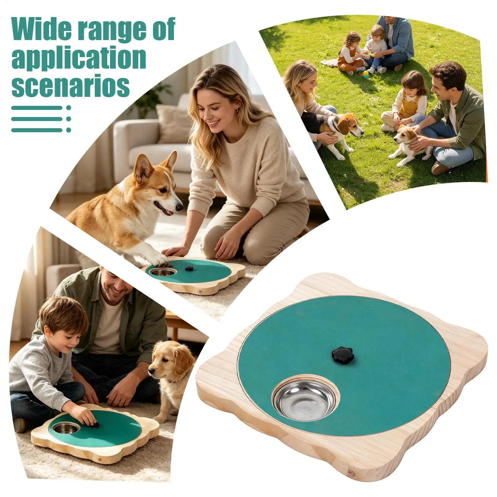 Dog File Board with Treat Box Wooden Rotating Interactive Non Slip Pet Scratching Pad Nail File Board for Small Medium Large
