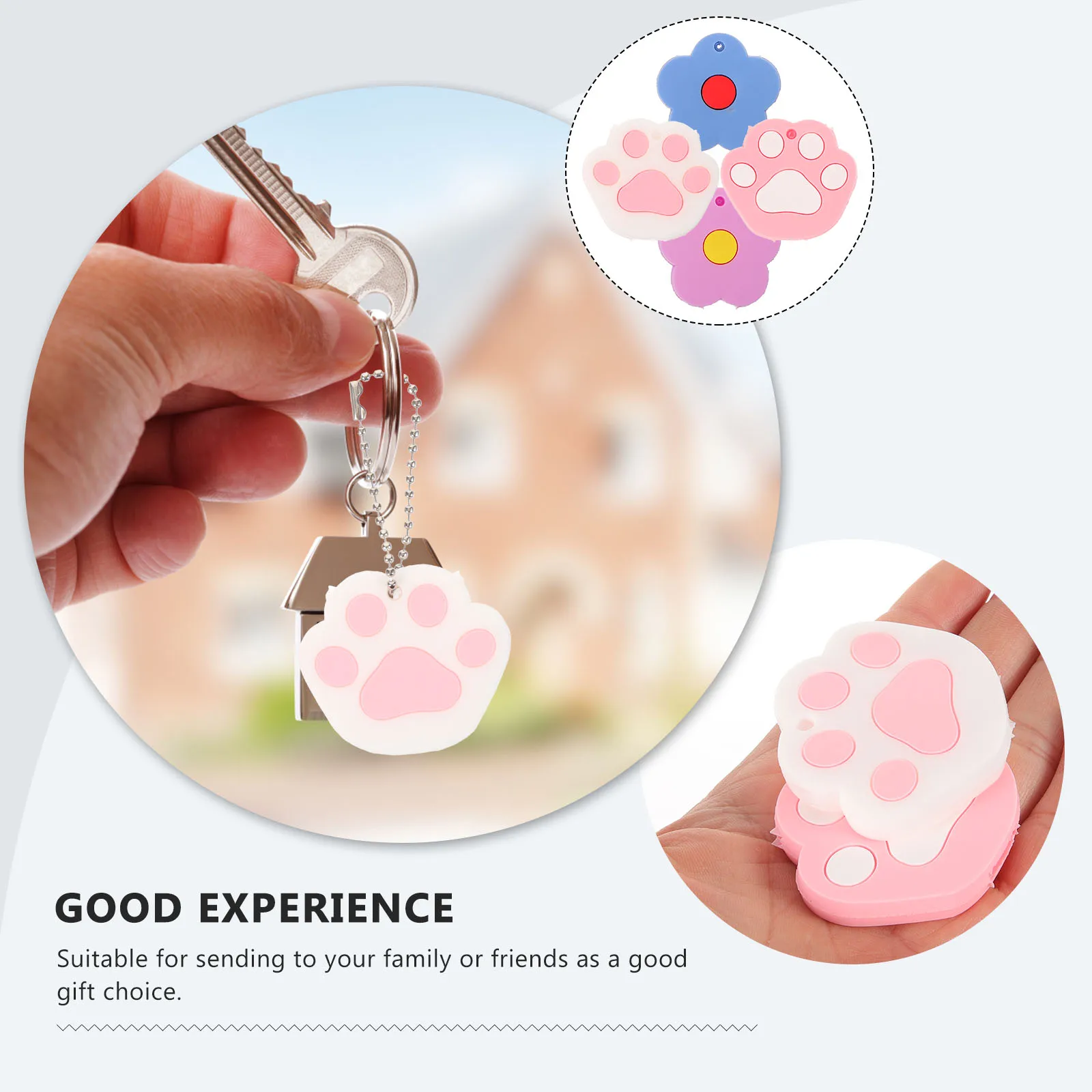 

4pcs Cute Covers Silicone Keychains Protectors For House Keys Cartoon Design Key Caps Soft Key Identifier Decorations For Women
