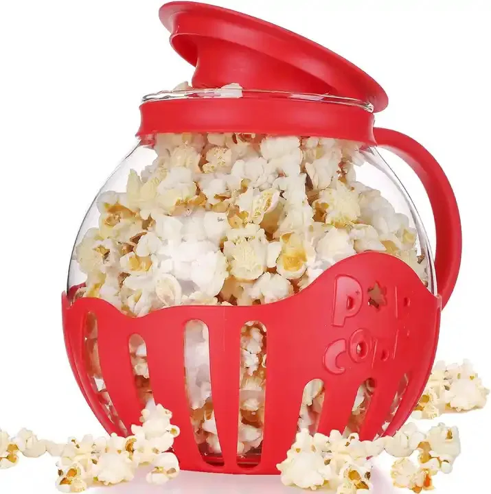 Microwave Glass Popcorn Popper with Silicone Lid Microwave Popcorn Popper with Temperature Safe Glass