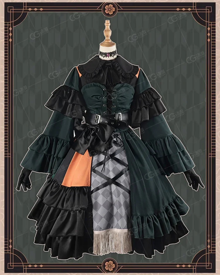 VTuber J tirutei Raden Cosplay Kostuum Spel Nijisanji JFT Cos Vrouwen Halloween Lolita Prachtige Zwarte Tutu Jurk Haori Pruik