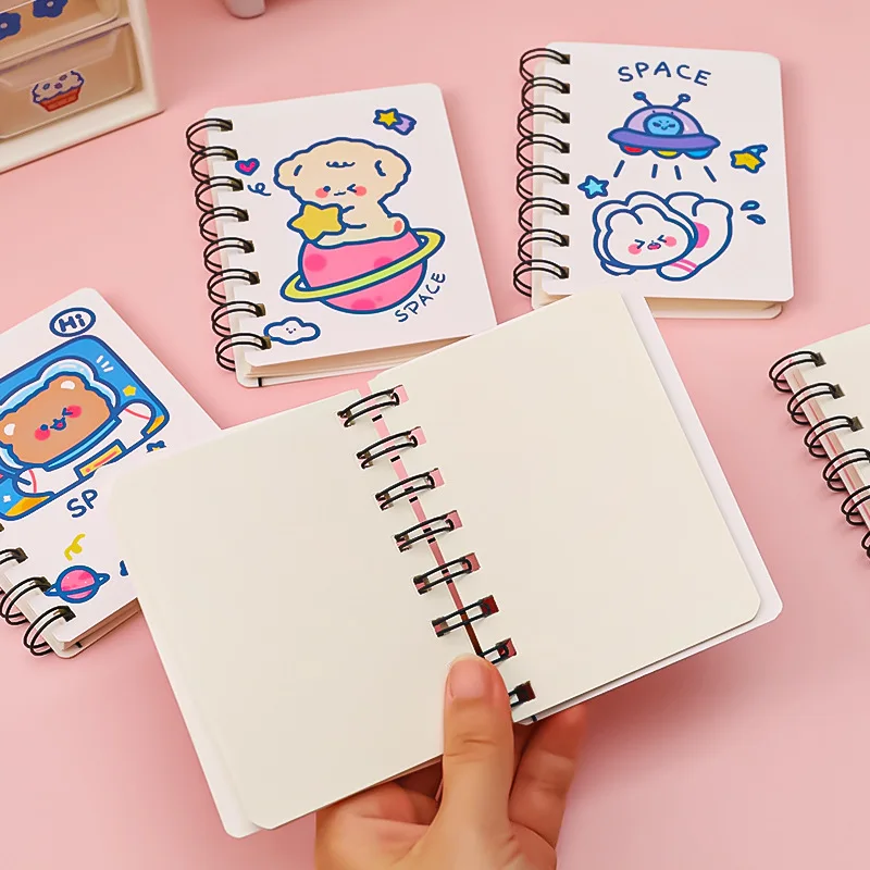 80Page A7 Cartoon Anime Coil Notebook Pocket Small Notepad Kawaii Mini Memo Pad Office School Supply Kids Writting Diary Journal