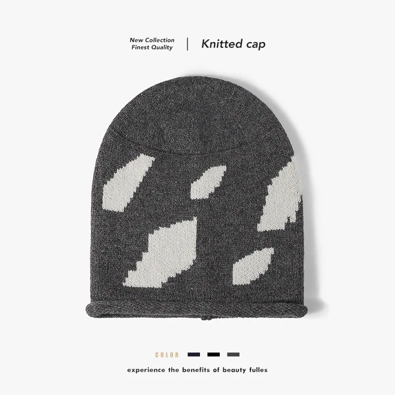 Jacquard Knit Maternity Hat for a Slimming Effect, Autumn and Winter Casual Warm Woolen Hat for Women, Cross-Border Thickened