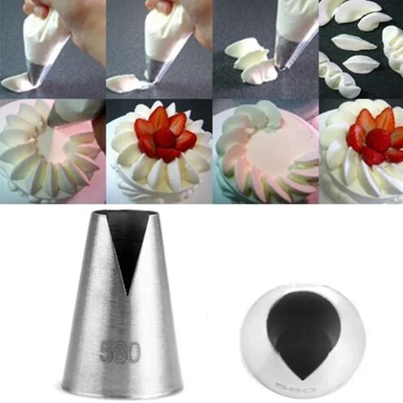 #580 Flower Icing Nozzles Stainless Steel Cake Decorating Tips Piping Nozzle Home Kitchen DIY Baking Decorating Tools Kit