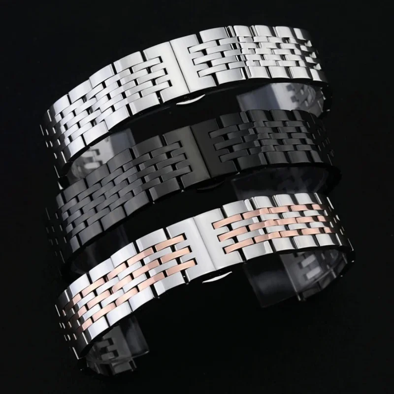 16 18 19 20 21 22 24 mm 304L Edelstahl Uhrenarmband Metall Schmetterling Uhrenschnalle Wasserdichtes Uhrenarmband Zubehör
