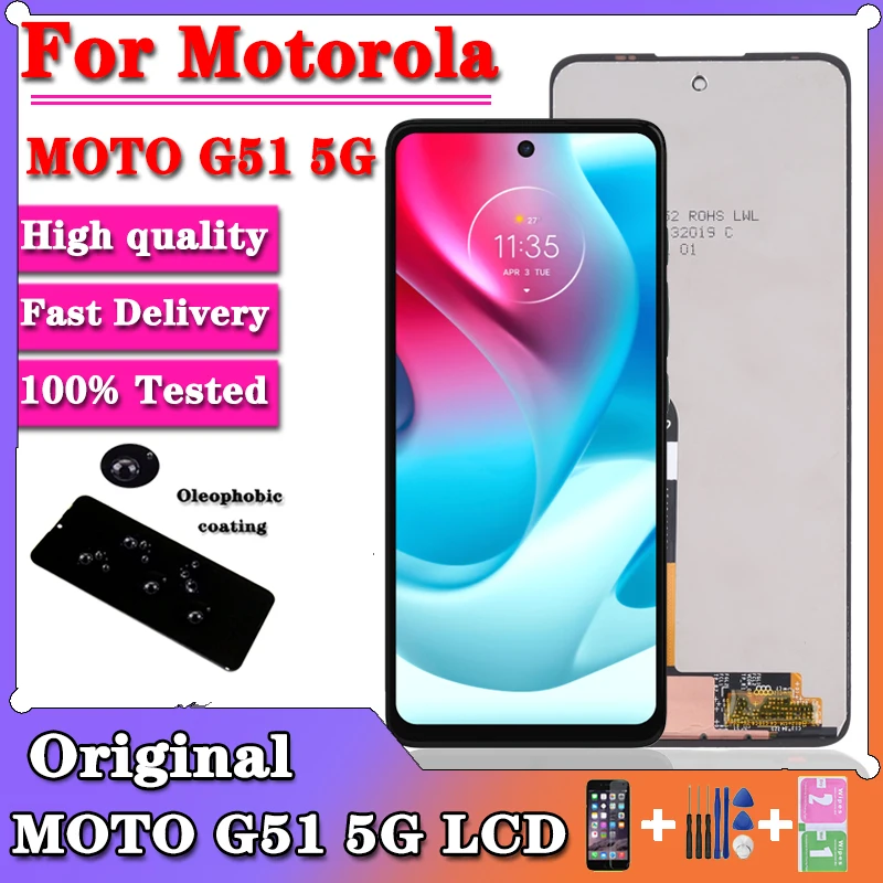 

Оригинальный дисплей 6,8 дюйма для Motorola Moto G51 5G LCD, XT2171-1, дисплей с сенсорным экраном и дигитайзером в сборе, замена