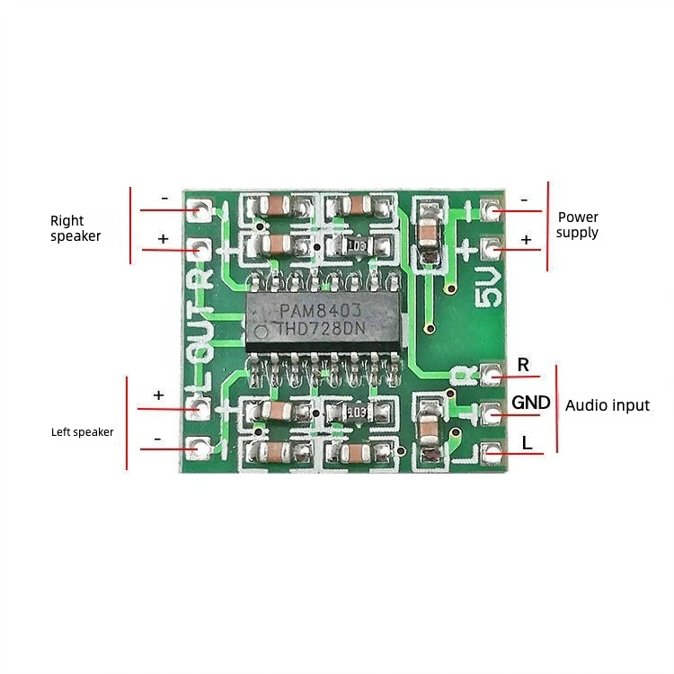 15pcs PAM8403 Ultra Mini Digital Amplifier Board 2x3W Class D High Efficiency 2.5V 5V USB Power for DIY Speaker