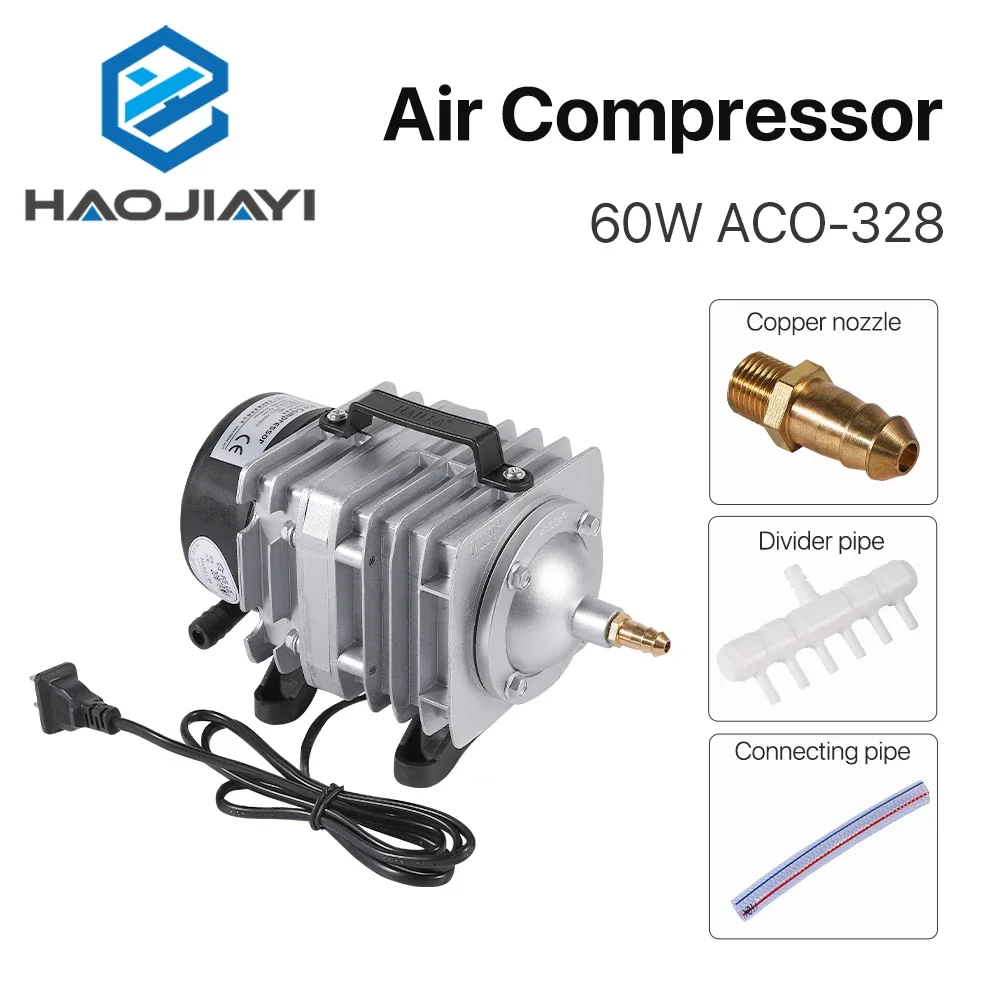 Bomba de ar magnética elétrica com compressor de ar 60W para máquina de corte e gravação a laser CO2 ACO-328