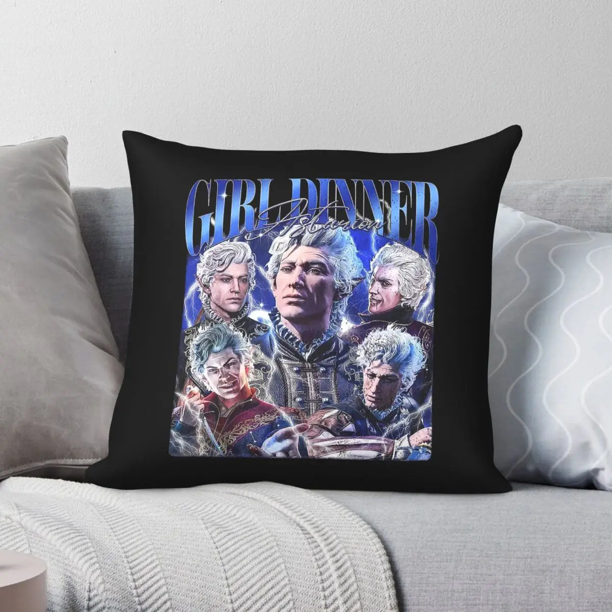 BG3 Astarion Girl Dinner Square Pillowcase Polyester Linen Velvet Printed Zip Decorative Throw Pillow Case Sofa Cushion Cover