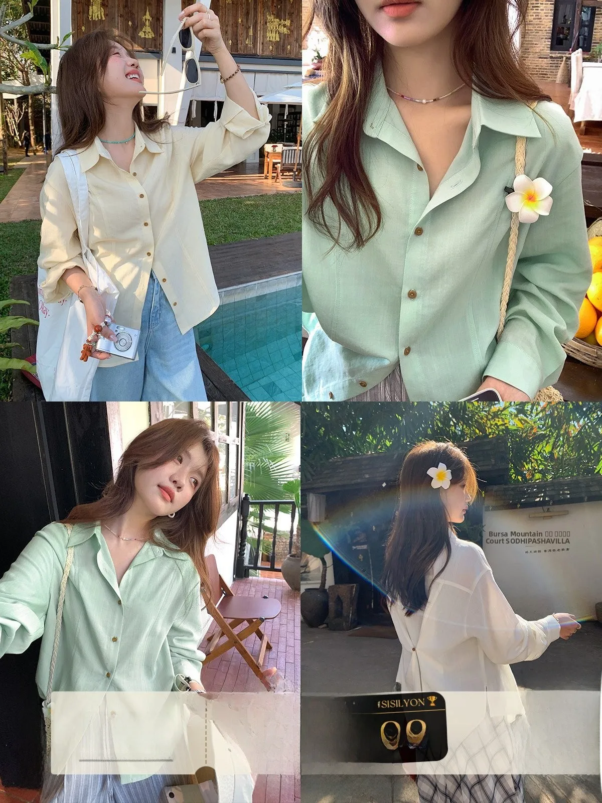 

Sisilyon Korean Sle Women's irt Button Ba Cotton Lenzing 00% Spring Commute irt Casual Long Sve Breathable