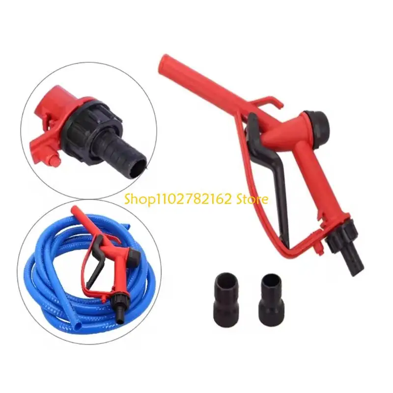 547B Angled Nozzle Form Manual Transfer Nozzle for Vehicle Top Up with Handheld Backup Use, Hose Fit, and Squeeze Handle for