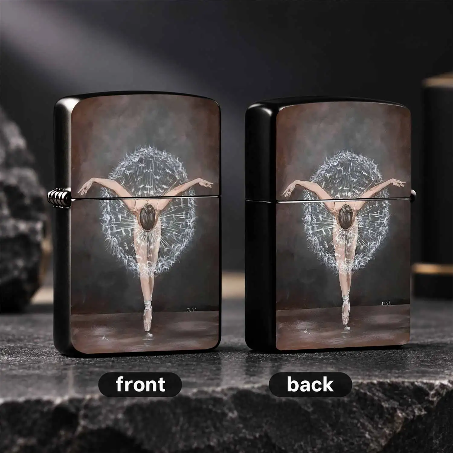 Creative Dandelion Ballerina Art Pattern Portable Lighter, Artistic Vibe Daily Carry Item, Thoughtful Gift For Friends And Art Lovers, Suitable For All Scenarios, Exquisite Unique Art Style Practical Accessory And Decor Piece A Humorous And