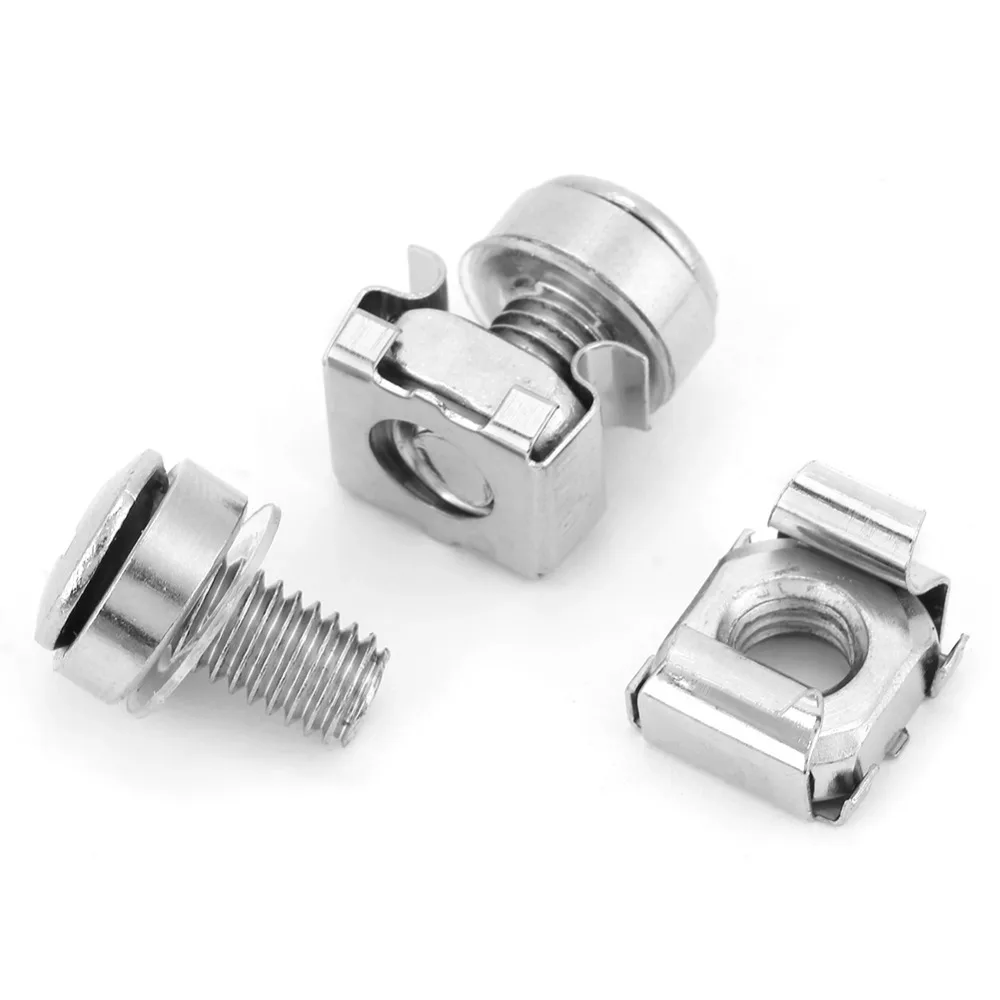 50pcs Durable Self-Locking Rack Mount Screws With Washers Assortment Cage Nuts Mounting Hardware Kit Server Cabinet