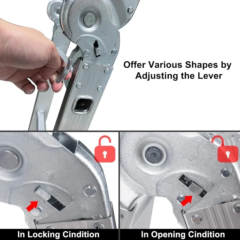 330lb 12.5ft Multi Purpose Aluminum Extension 7 in 1 Folding Step Ladder Foldable Lightweight Scaffold Ladder