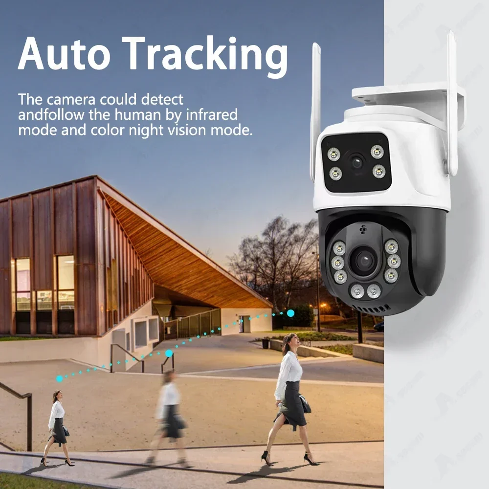 8MP 4K PTZ IP Camera Dual-Lens Human Detect CCTV Camera 4MP Smart Home Outdoor Wifi Surveillance Protection Camera ICSEE APP