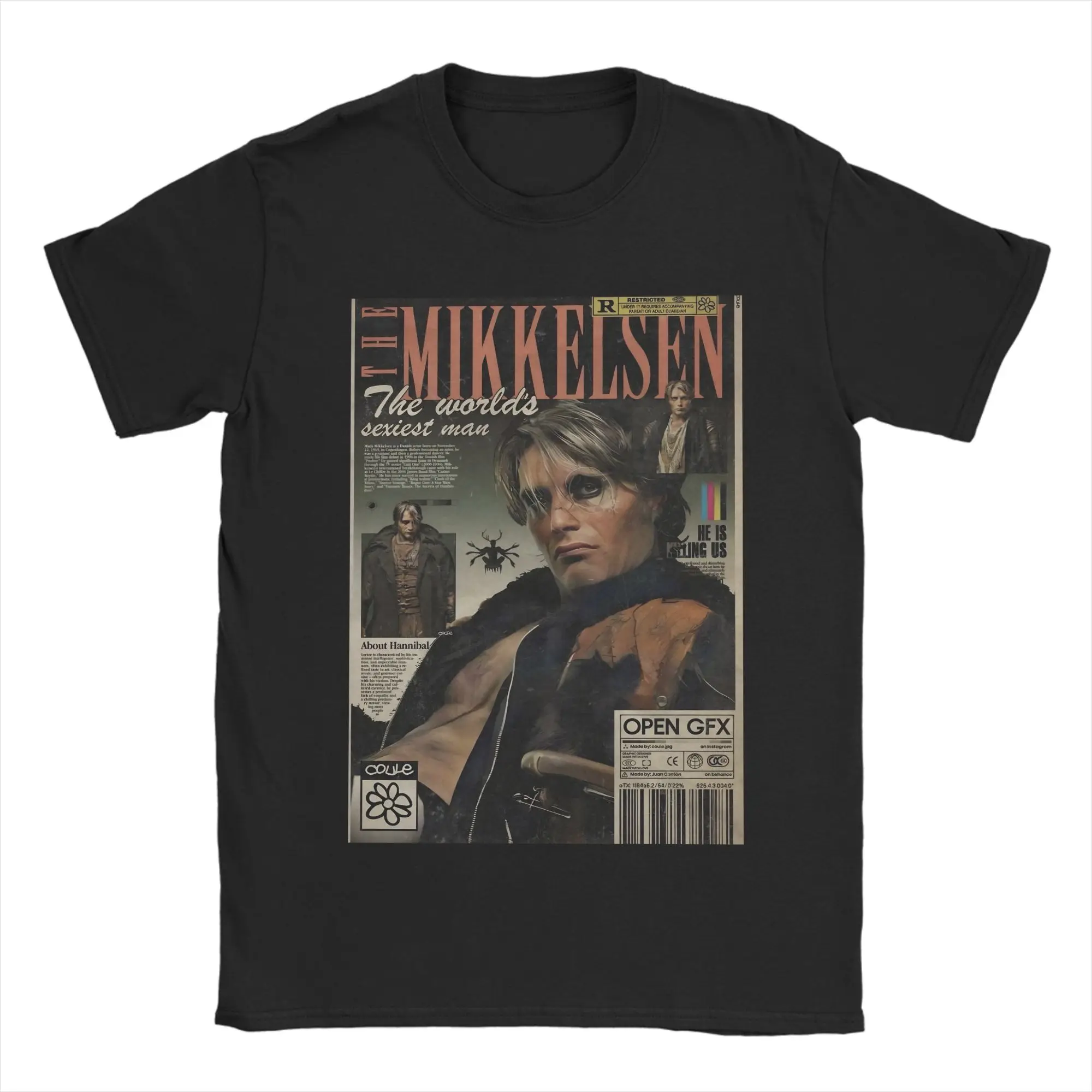 Oversized T Shirt Mads Mikkelsen Poster Cotton T Shirts  Fashion Tshirt for Male Summer Y2K Funny Pattern Short Sleeve Top Tees