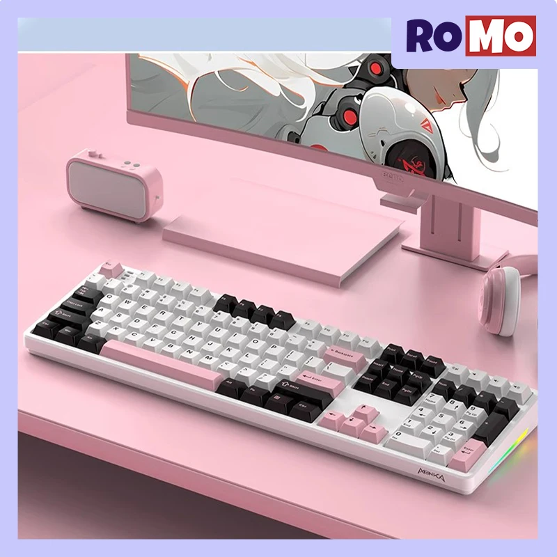 Monka 3108 Three Mode Bluetooth Mechanical Keyboard 108key Gasket Hot Swap Game Keyboard RGB PBT N-key Rollover Office Keyboard