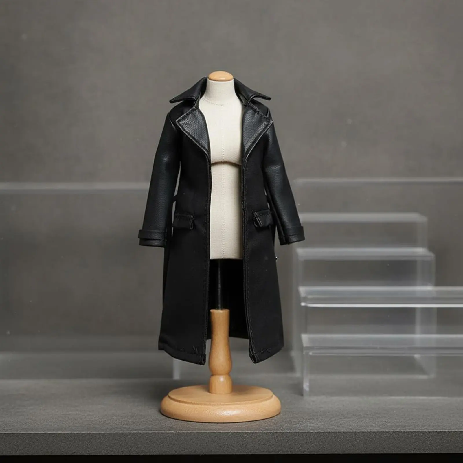 

Кожаное пальто-косуха в масштабе 1/12, дизайн для байкерских кукол, пальто-куртка для женских фигурок, износостойкий материал, кожаное пальто для кукол