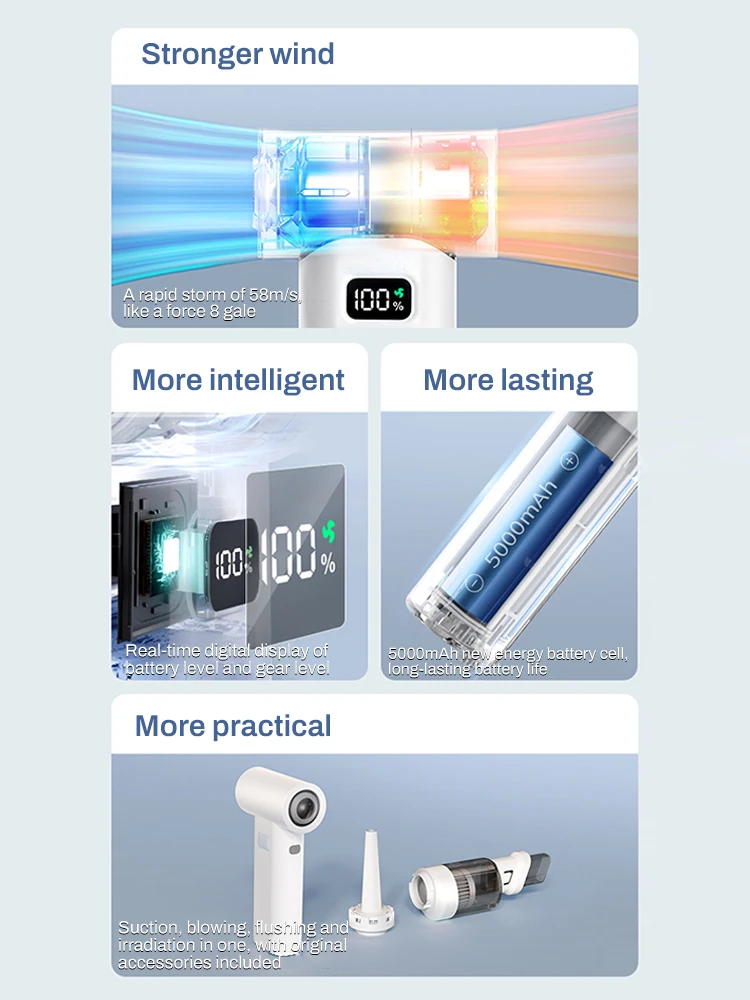 Mini Portable Air Blower 450000RPM Six-speed regulation Turbo Jet Fan High Speed Car Vacuum Cleaner Computer Keyboard Duster