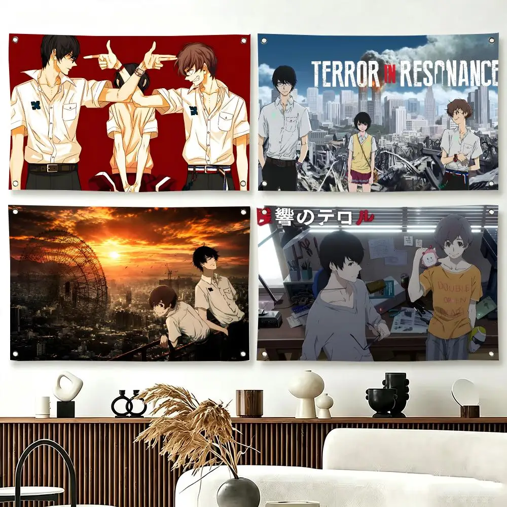 Japanese Anime T-Terror in Resonance Flags  For Living Room Home Dorm Decor Wall Outdoor Camping Party Banner Gifts