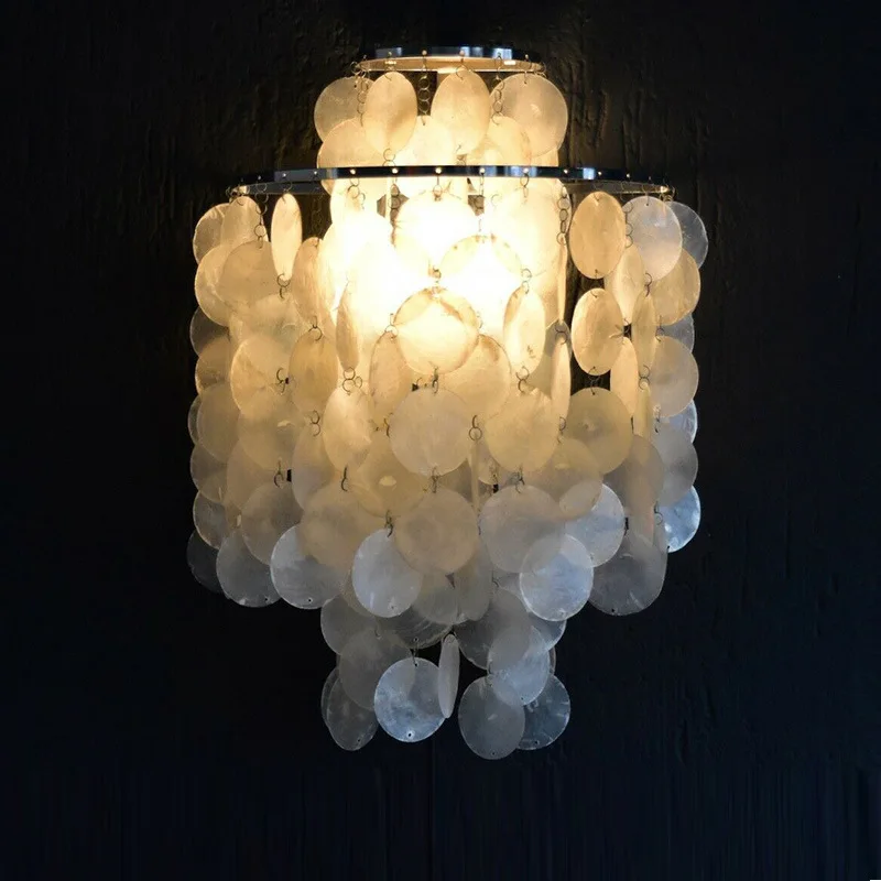 Nordic Bedroom Bedside Wall Lamp Warm Modern Simple Shell  Suitable for Dining Room Bedroom Study Balcony Living Room Lighting