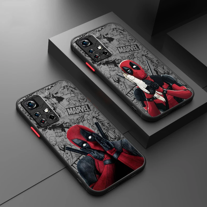 Marvel Deadpool Hard Handsome Frosted Translucent For Redmi Note 13 12 12S 12T 11 11T 11E 10 10S 9 Pro Plus 5G TPU Phone Case