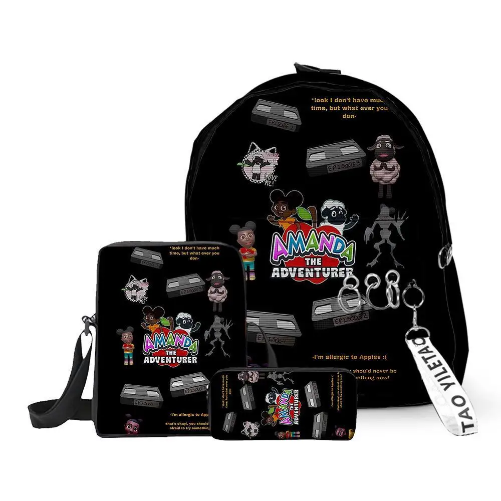 

Youthful Amanda the Adventurer 3D Print 3pcs/Set Children Pupil Travel bags Key Chain Small Backpack Shoulder Bag Pencil Case