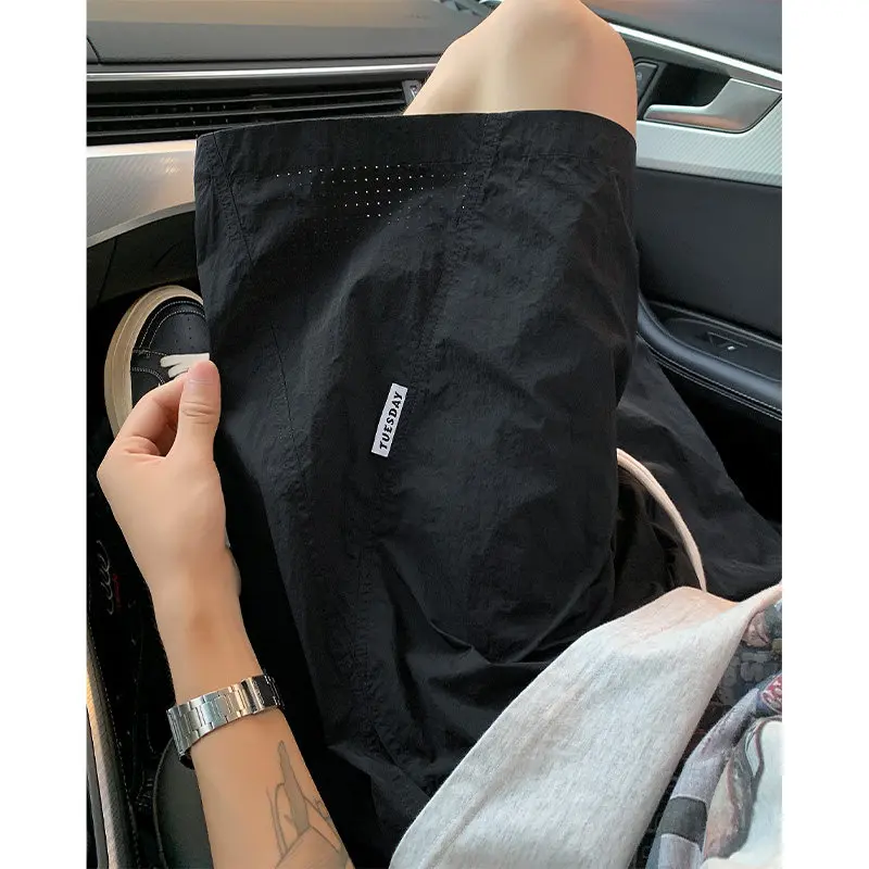 

Qui Dry Ice Silk Men's orts Summer Thin American Trendy Brand Outdoor Wear Loose Casual Five-Quarter Length Breathable