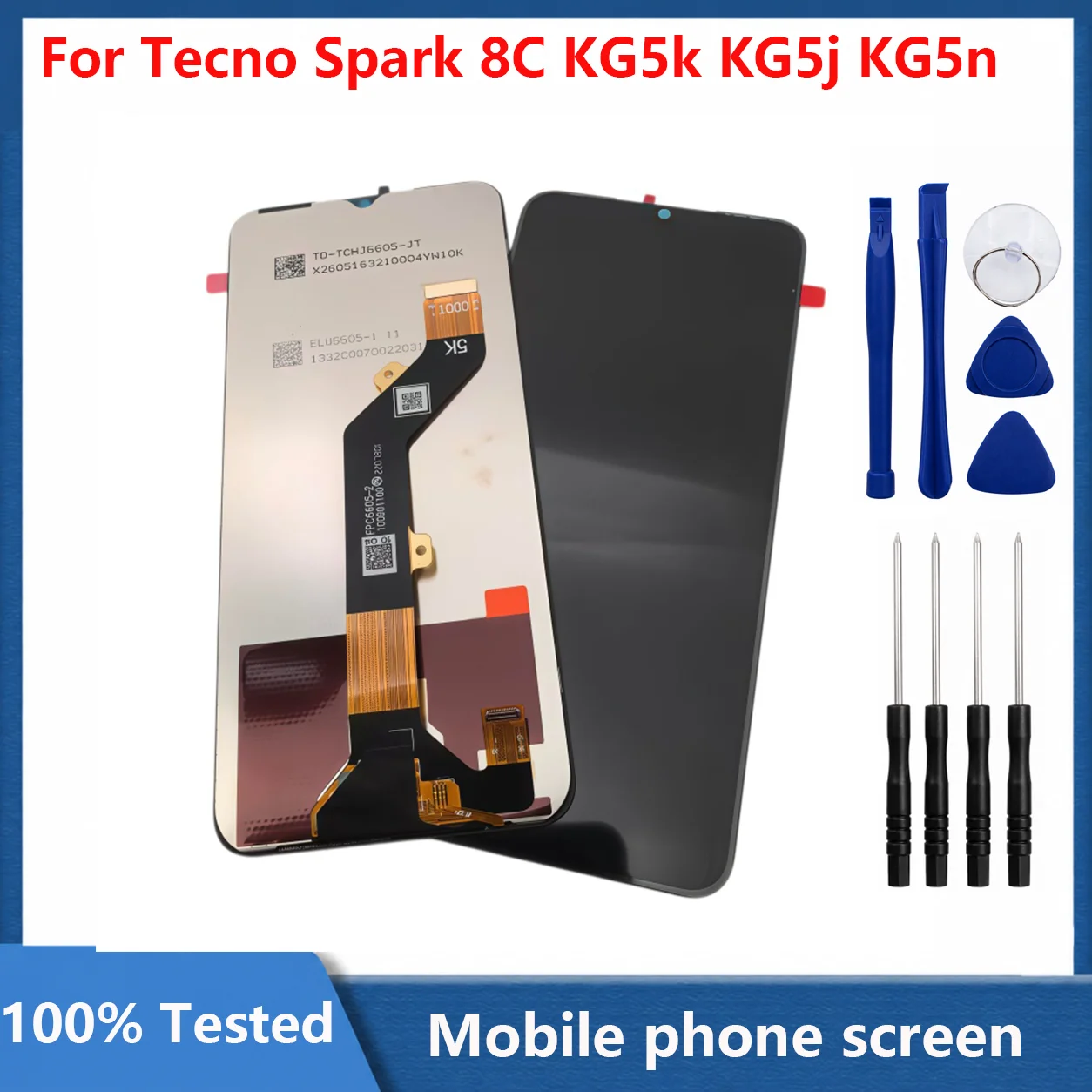 6.6inch Original For Tecno Spark 8C Display Touch Screen Assembly Digitizer For KG5k KG5j KG5n LCD Display Repair Parts