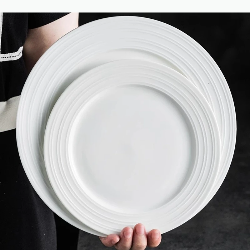 Ceramic White Flat Plate Western Style Steak Plates Pasta Dish Dining Plates Sushi Plate Fruit Dim Sum Dish Snack Tray