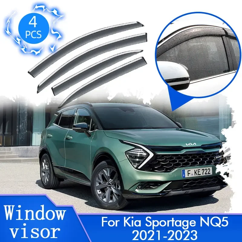 

4x For Kia Sportage NQ5 MK5 KX5 2021 2022 2023 Side Sun Rain Window Visors Deflectors Guard Smoke Shades Awnings Car Accessories