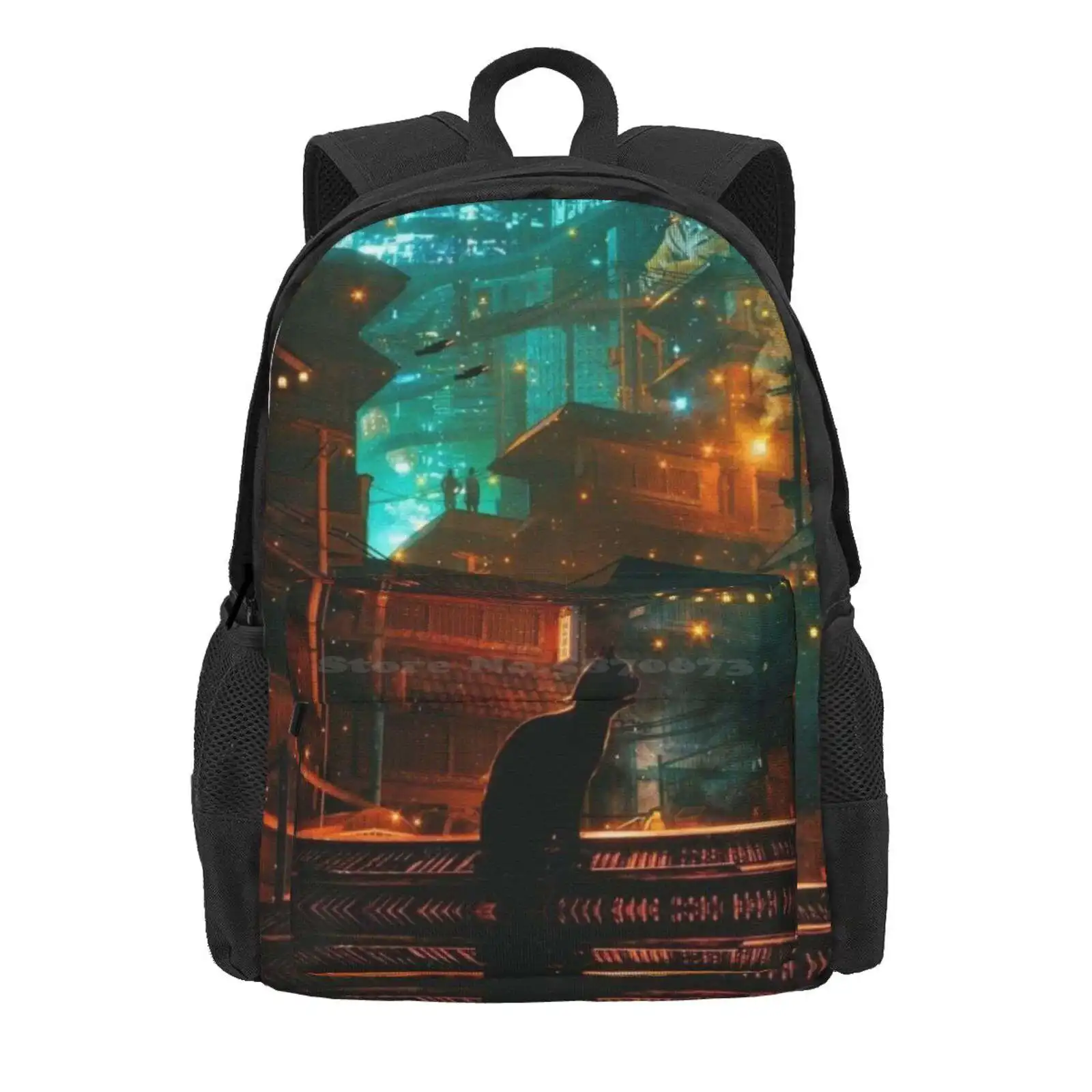 Stray Game - Cat Artwork Hot Sale Schoolbag Backpack Fashion Bags Cat Stray Kitten Lost Family Neko Adventure Explore Town