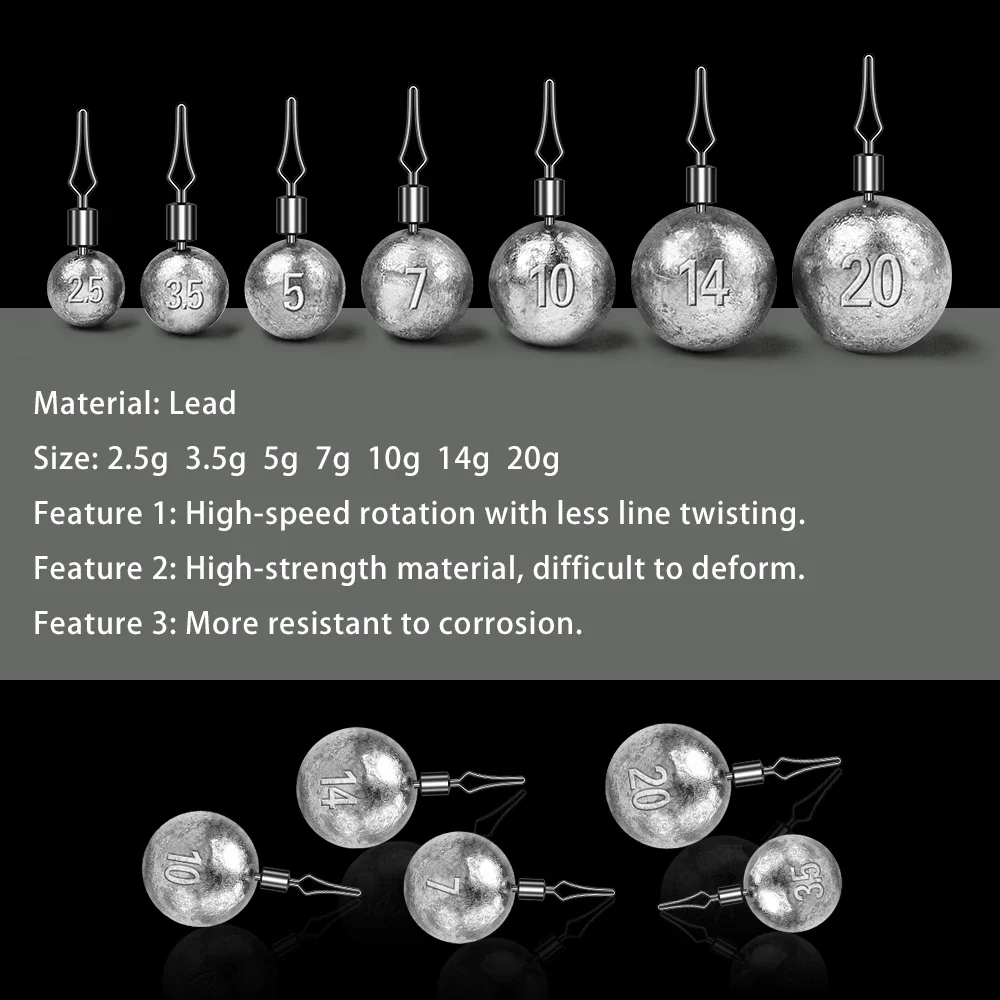 PROBEROS 50 stücke 2,5-20g Runde Blei Platinen Schwenk Auge Angeln Gewichte Langguss Sinking Angelgerät zubehör Großhandel – Detail 4