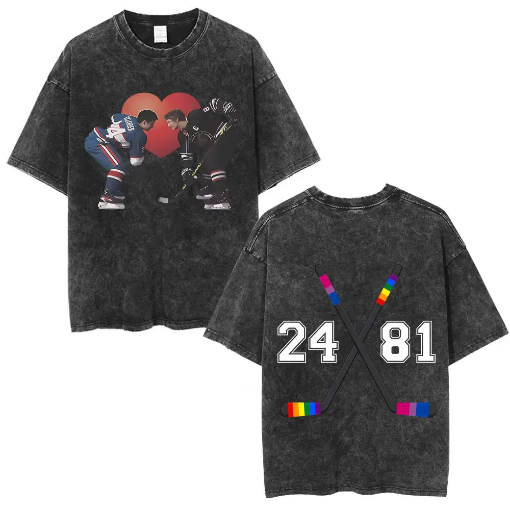 We Didn't Even Kiss Shane Hollander‌ Ilya Rozanov Washed Vintage T-shirts Heated Rivalry T-shirt Men Fashion Harajuku T Shirts
