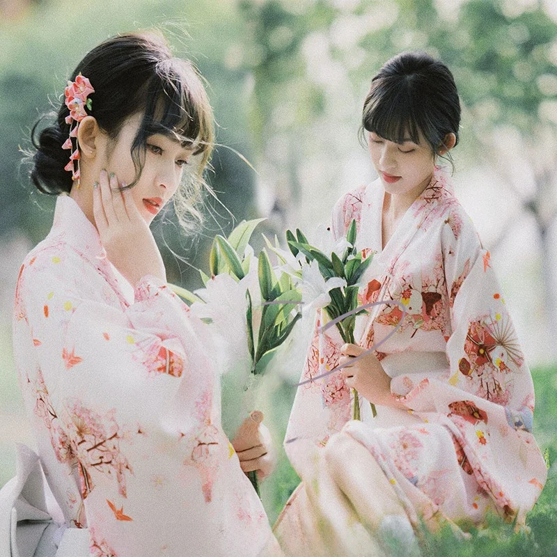 

Pink Crane Kimono Dr Traditional Japanese Sle Women's Clothing Yu ng Ge Brand Polyester Material Summer 202 Collection