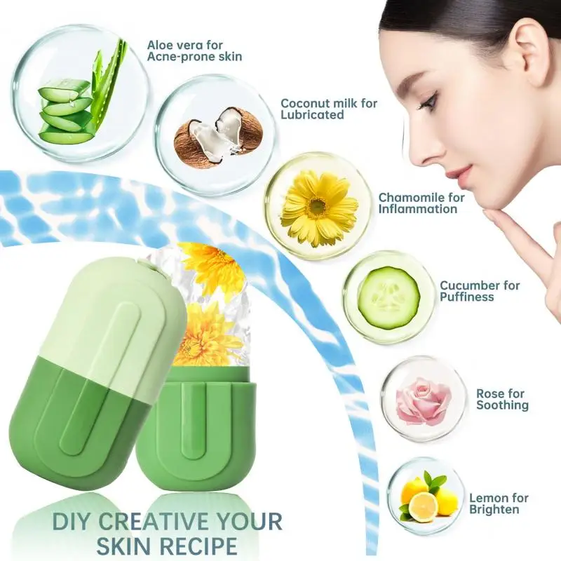 Facial Cold Compress Ice Roller For Face And Eyes Beauty Massage Silicone Ice Mold Cooling And Firming Facial Skin Care Tool