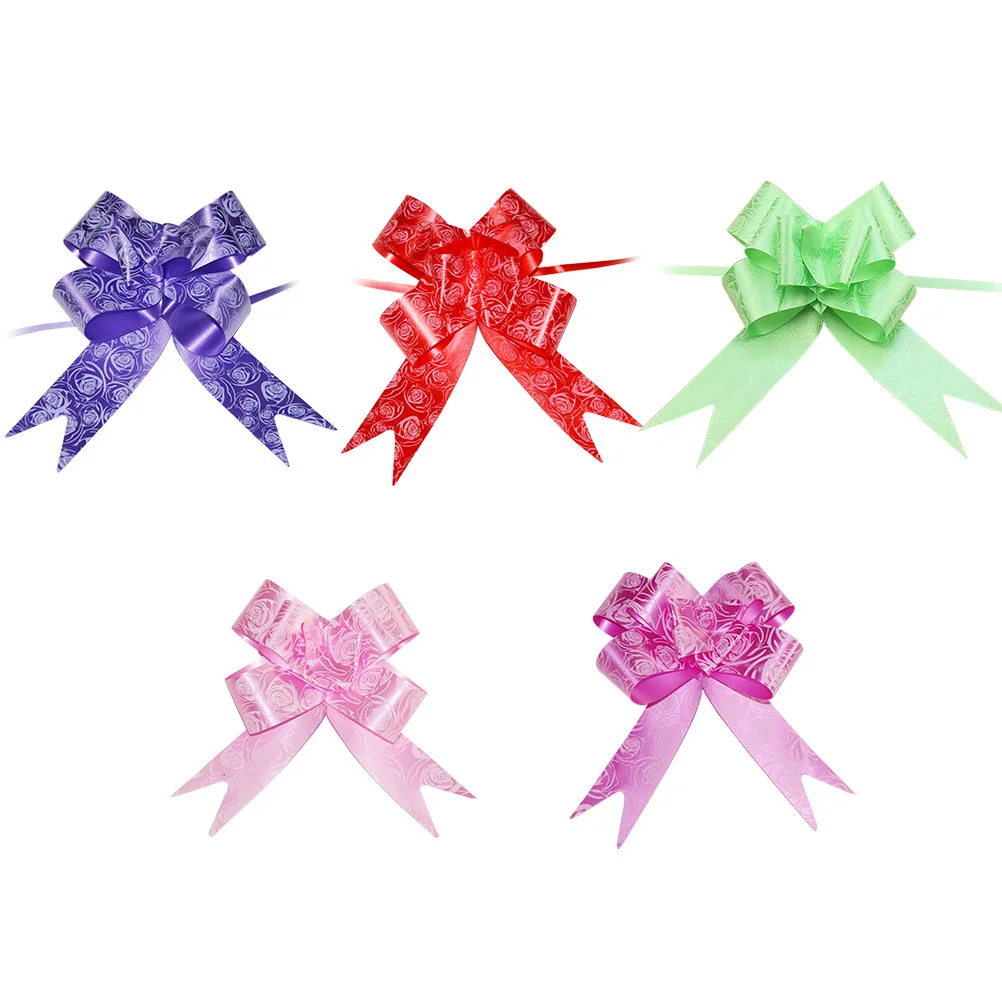 

100Pcs Pull Bows Gift Knot Ribbons for Wedding Car Flower Basket Gift Wrapping Christmas Party String Bow Decor