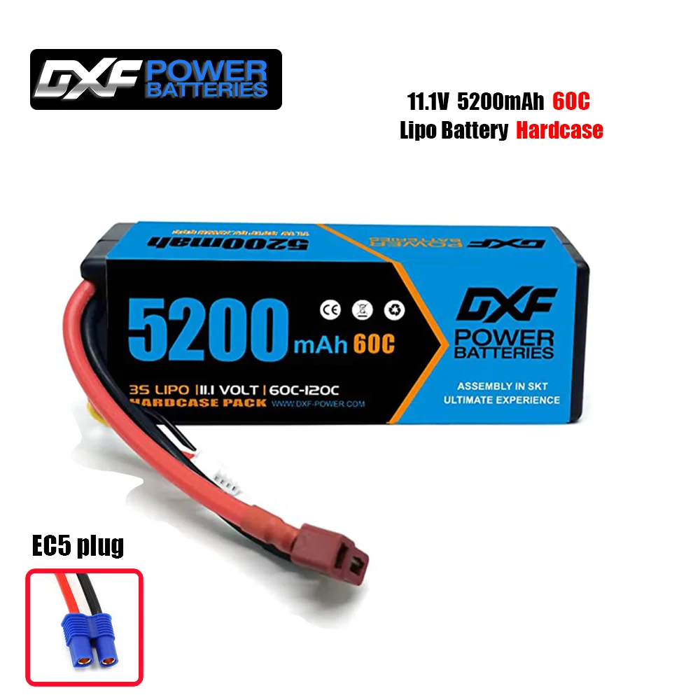 

DXF 3S Lipo Battery 11.1V 60C 5200mAh with EC5 Plug Hardcase For 1/8 Buggy Truggy Offroad Car Boat Truck Airplane UAV RACING