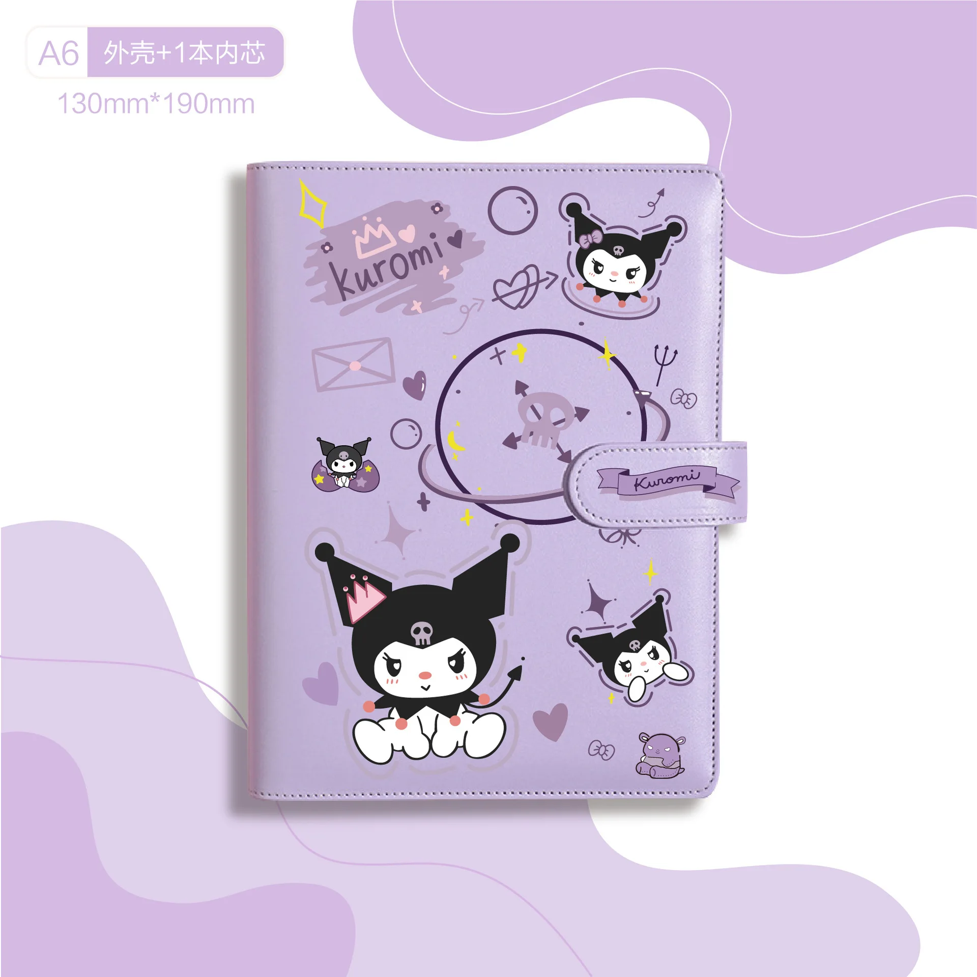 A6 sanrio kitty kuromi 6 Ring Loose-leaf Magnetic buckle Hand Book Student Notebook Ring Binder School Supplies gift wholesale