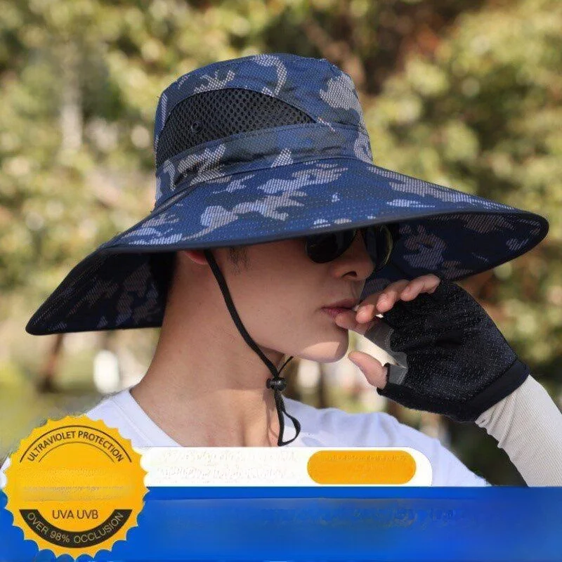 

Летняя уличная шляпа для защиты от солнца, рыболовная кепка с широкими полями, для походов и альпинизма, унисекс, спортивная кепка Fly Blue Valley