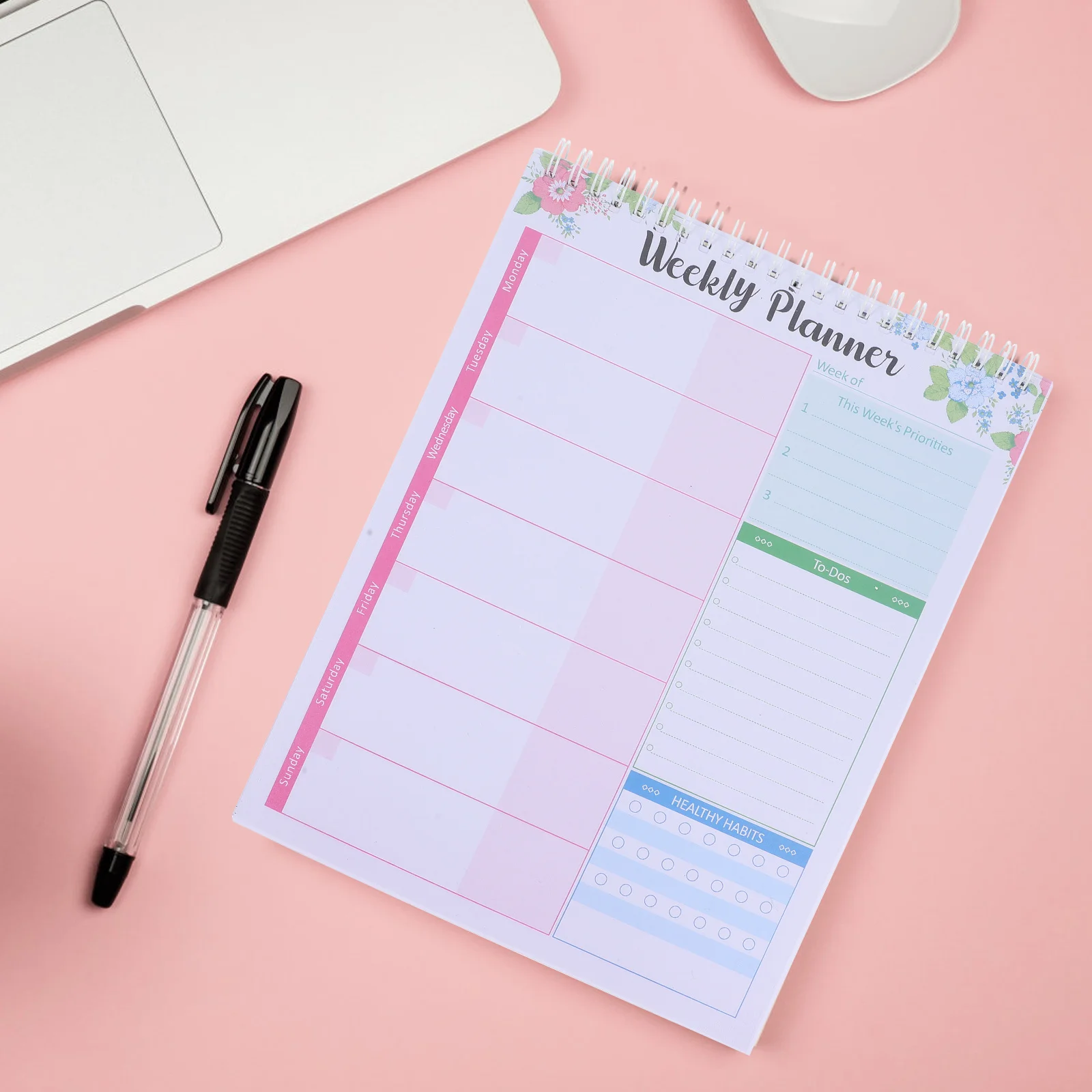 

Weekly Planner Notepad Paper Metal Material Smooth Writing Lightweight Portable Monthly Yearly Calendar Schedule