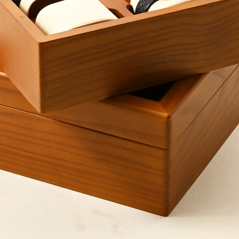 WoodTen 1/2/6 Grid Watch Box Wood Watch Organizer Portable Watch Storage Pillow Bag Watch Box Jewelry Bracelet Wrist Watch Case