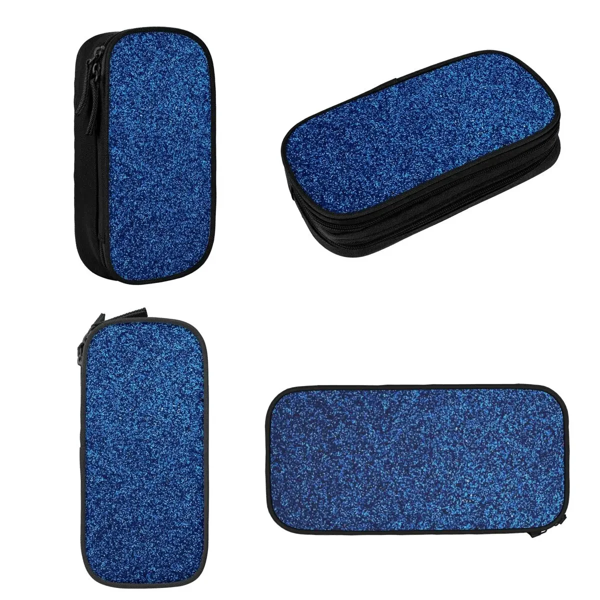 A Little Blue Glitter Pencil Cases Large Storage Pen Bags Pen Box Pencil Pouch For Boys Girls Students Stationery School Office