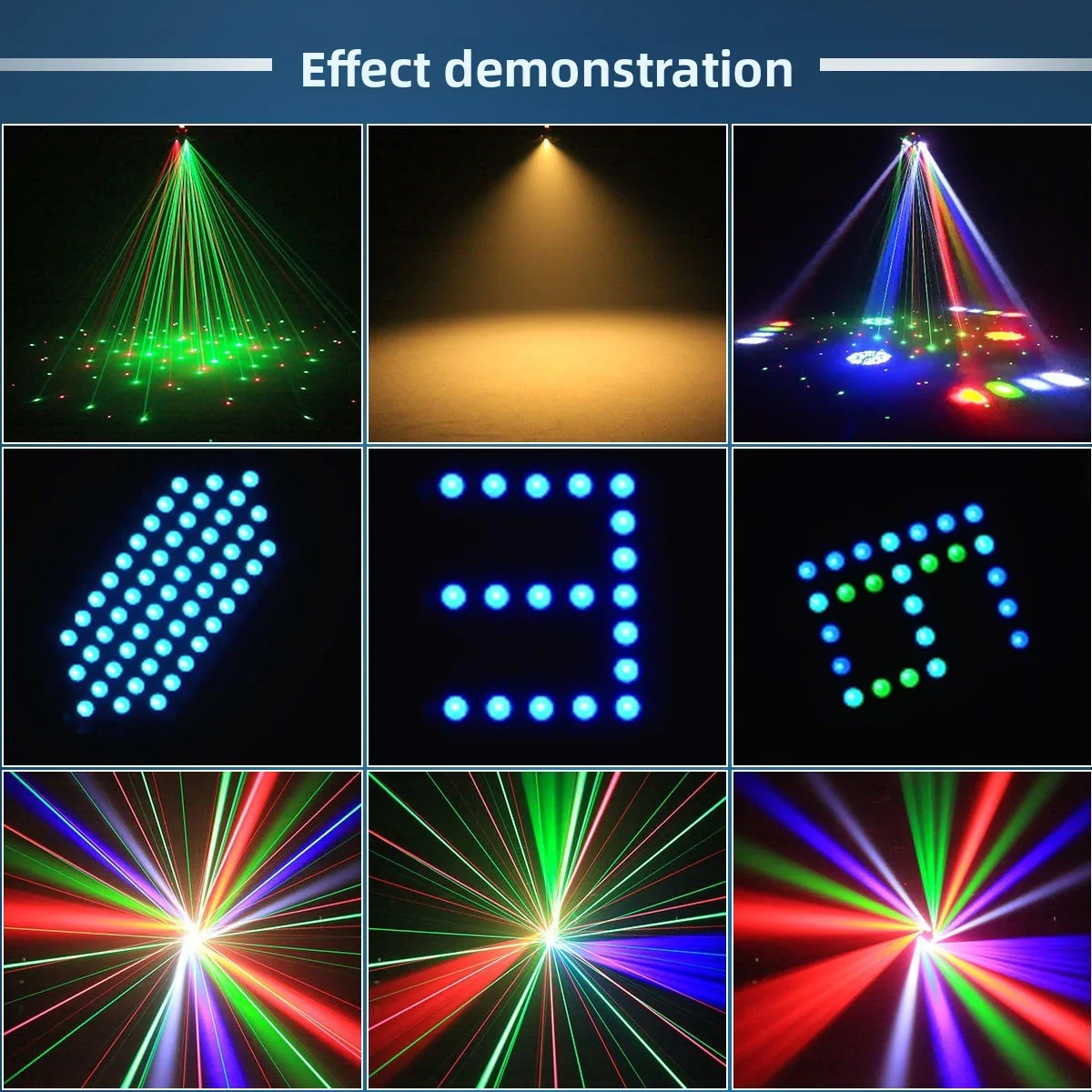Mini 6-Arm King Kong Moving Head Light, 80W LED Laser Strobe Stage Lamp for Bar KTV Disco Party