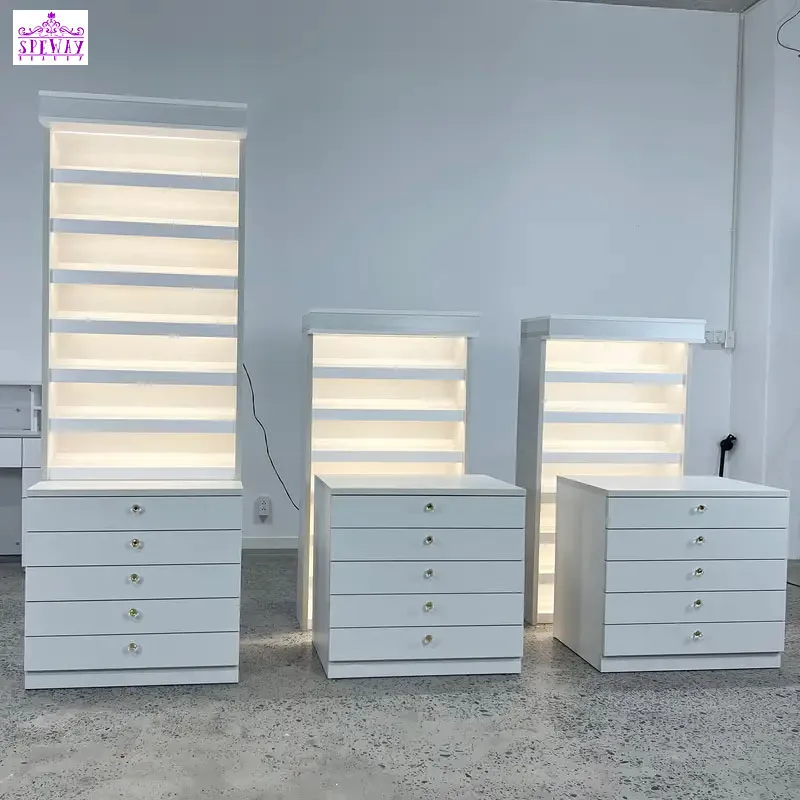 Showcase Of Custom Modern Nail Display Cabinet Kiosk With Nail Storage Cabinet For Nail Salon Furniture