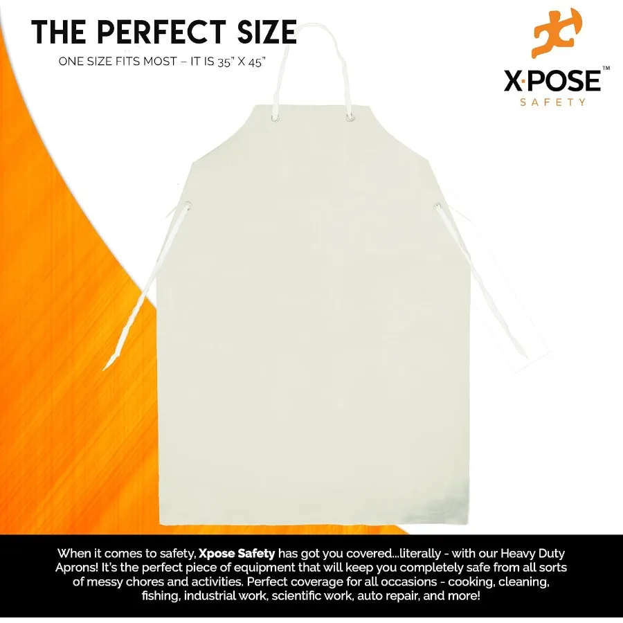 مآزر Xpose Safety شديدة التحمل من الفينيل المقاوم للماء باللون الأبيض مصممة للبيئات الصناعية والتجارية المنزلية تقدم متفوقًا